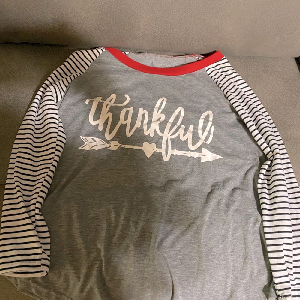 Grey Thankful long sleeve shirt size medium